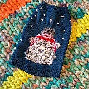 Blue fuzzy bear dog sweater